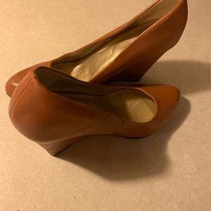 Cognac color wedge heel